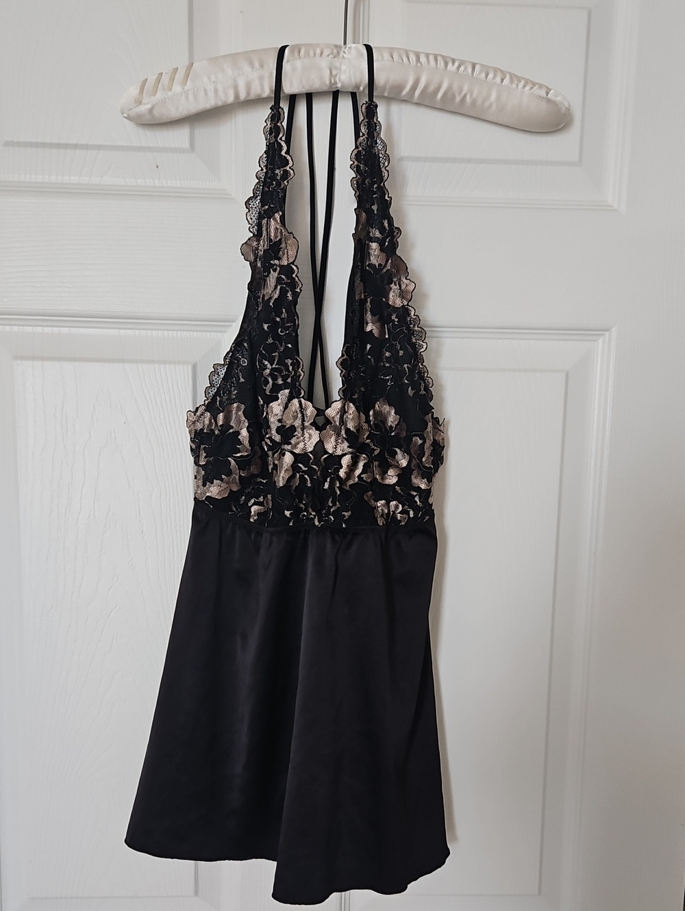 Auden Black Satin Plunge Babydoll